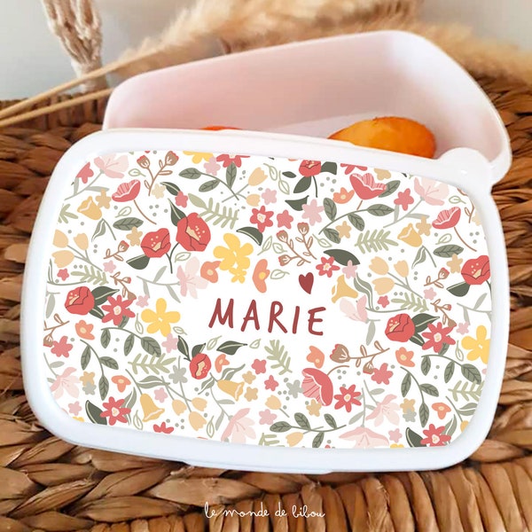 Boite à gouter personnalisée - Boite à repas personnalisée - boite à gouter prénom - lunch box thème liberty