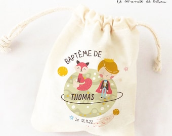 Sac pochon dragées personnalisé thème petit prince | sachet dragées cadeaux invités | Baptême | cadeaux Communion | boite dragées