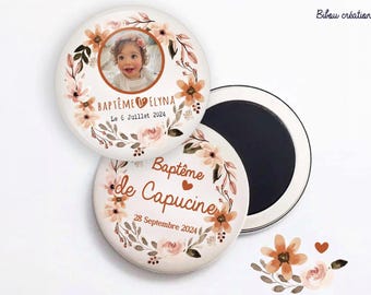 Baptism Favor - Personalized Magnet for Baptism, Communion, Baby Shower - 31 Designs to Choose From - Badge