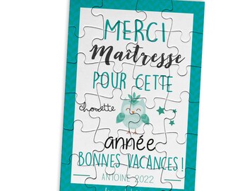 Puzzle cadeau personnalisé maîtresse | cadeau personnalisé maîtresse  | merci maîtresse  | cadeau fin d'année  | cadeau maître