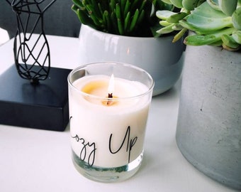 Flourish | Lily of the valley, rose, jasmine COZY UP CANDLES scented candle in glass of soy wax with wooden wick candle, scented wax, candle in glass
