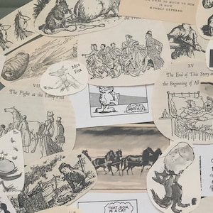 32 piezas pequeñas mixtas de libros infantiles Ilustraciones Vintage Paper Pack - Narnia - Roald Dahl - Charlotte's Web, scrapbooking, diario basura