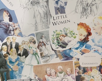 25 Piece Little Women Vintage Paper Pack - Louisa May Alcott - scrapbooking ephemera - junk journal - Classic book illustration