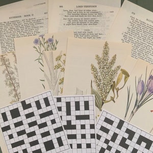 Poetry, Herbs and Crosswords Vintage Paper Pack - scrapbooking ephemera - junk journal - mixed media - collage - snail mail - scrap pack