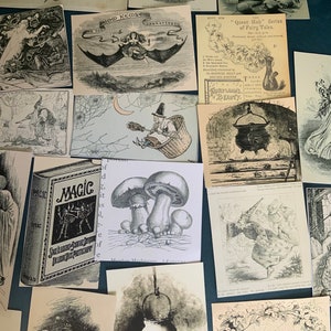 19-delig Magick Theme Vintage Paper Pack - Scrapbooking Ephemera - junkjournal - collage - papieren ephemera - grimoire, heks, spookachtig thema