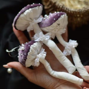 Magic purple mushrooms, Mushroom friends, Interior decoration, Christmas tree decorations, Christmas gift,
