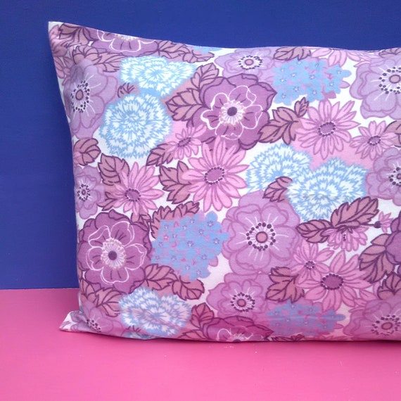 New 70s St Michael Flannelette Pillow Case Mod Floral Flower Etsy
