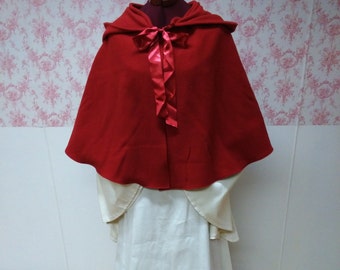 Red riding hood cape ( wool blend ) / victorian cape / larp cape  / wool blend cloak / short cape / medieval cape / red cloak