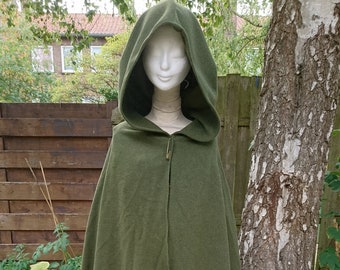 Cashmere green hooded cape wool / hooded cloak  wool / outlander / fantasy cape / woolen medieval cape / victorian cape / larp cape mantel