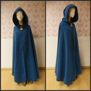 Petrol hooded mantel wol mix/cape met capuchon/fantasie cape/middeleeuwse cape/Victoriaanse cape/larp cape/outlander cape/warme mantel/