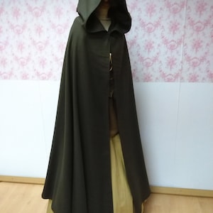 brown hooded cape wool / hooded cloak woolen / outlander vikings / fantasy cape / woolen medieval cape / victorian cape / larp cape mantel image 1