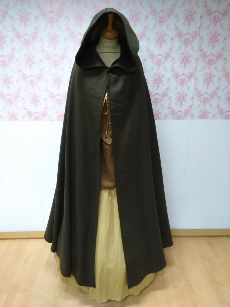 brown hooded cape wool / hooded cloak woolen / outlander vikings / fantasy cape / woolen medieval cape / victorian cape / larp cape mantel image 2