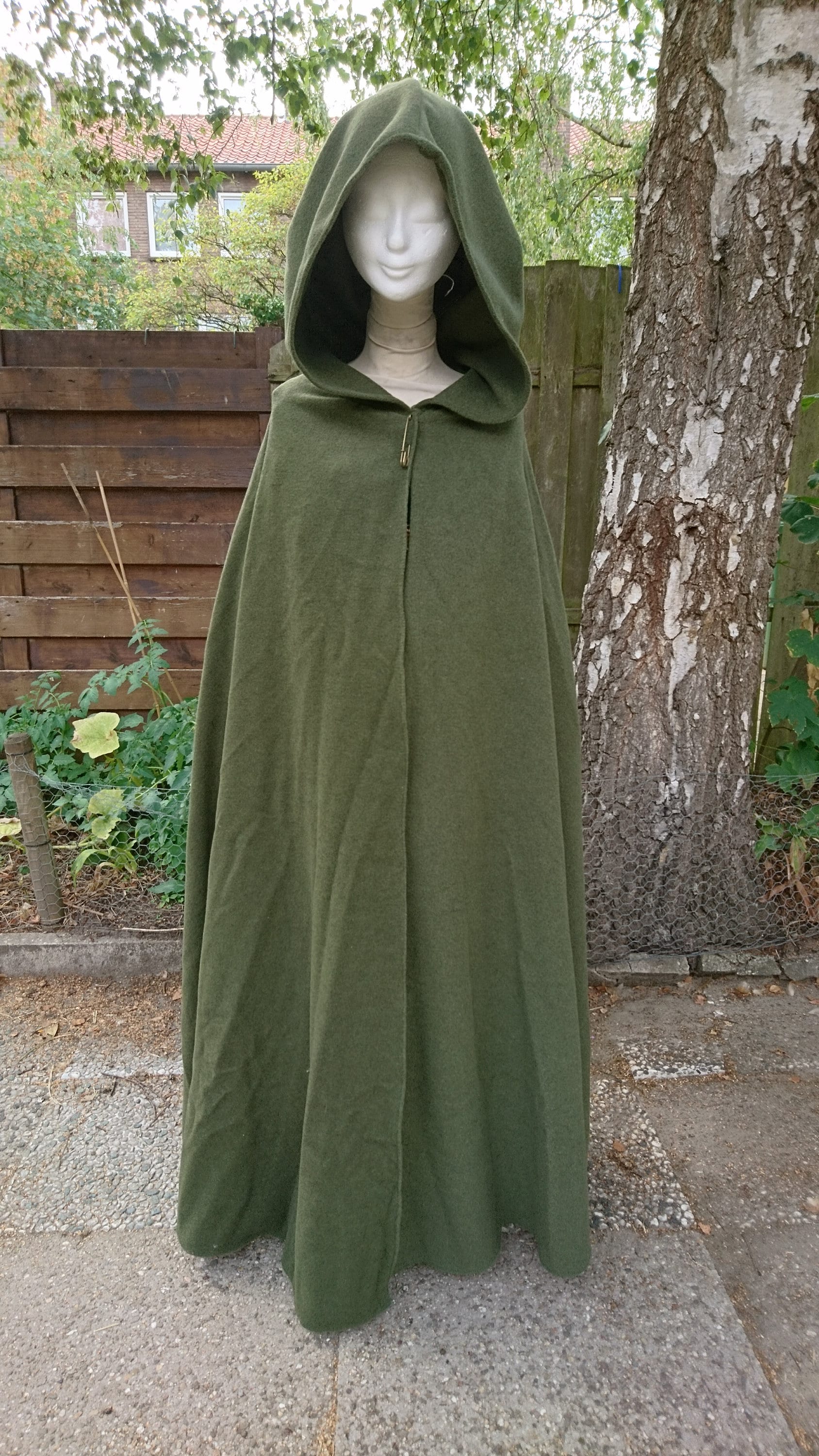 Green Hooded Cape Wool / Hooded Cloak Woolen / Woolen Hooded Cape