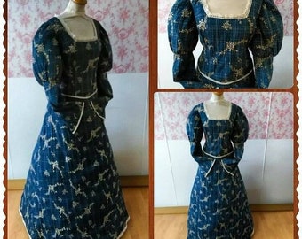 Outlander jurk - renaissance jurk - middeleeuwse jurk - calico jurk - fantasie jurk - Dickens kostuum - Dickens jurk - Victoriaanse kostuum