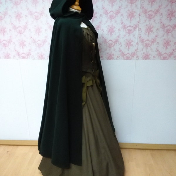 hooded cape wool / hooded cloak  woolen / woolen hooded cape / fantasy cape / woolen medieval cape / victorian cape / larp cape mantel