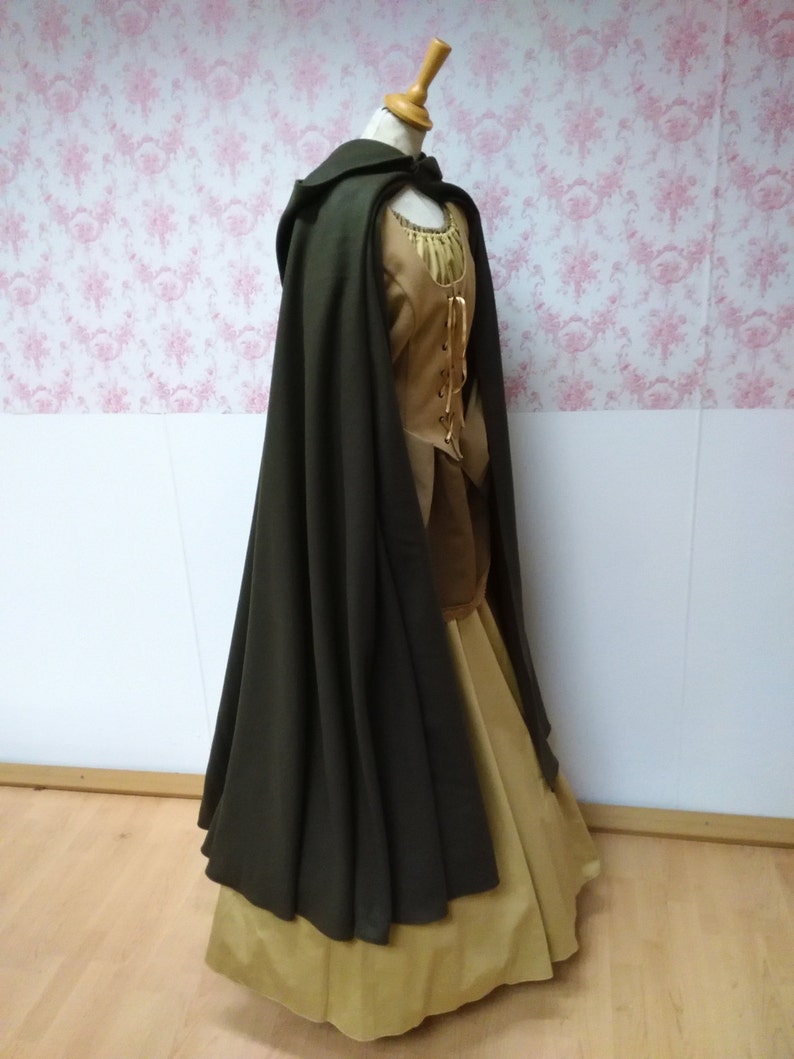 brown hooded cape wool / hooded cloak woolen / outlander vikings / fantasy cape / woolen medieval cape / victorian cape / larp cape mantel image 4