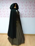Black hooded cape wool / hooded cloak  woolen / woolen hooded cape / fantasy cape / woolen medieval cape / victorian cape / larp / warm cape product logo