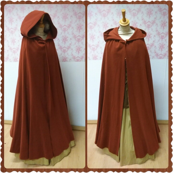 Hooded Cloak Wool Blend/ Hooded Cape / Fantasy Cape