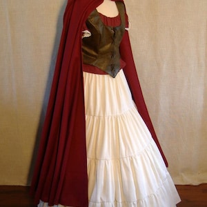 Dinnesis Wollen cape met capuchon met delicate messing broche middeleeuwse wolomhang duivelscape tweedelige set decoratief cosplay kostuum vrouwen, zwart, XXL