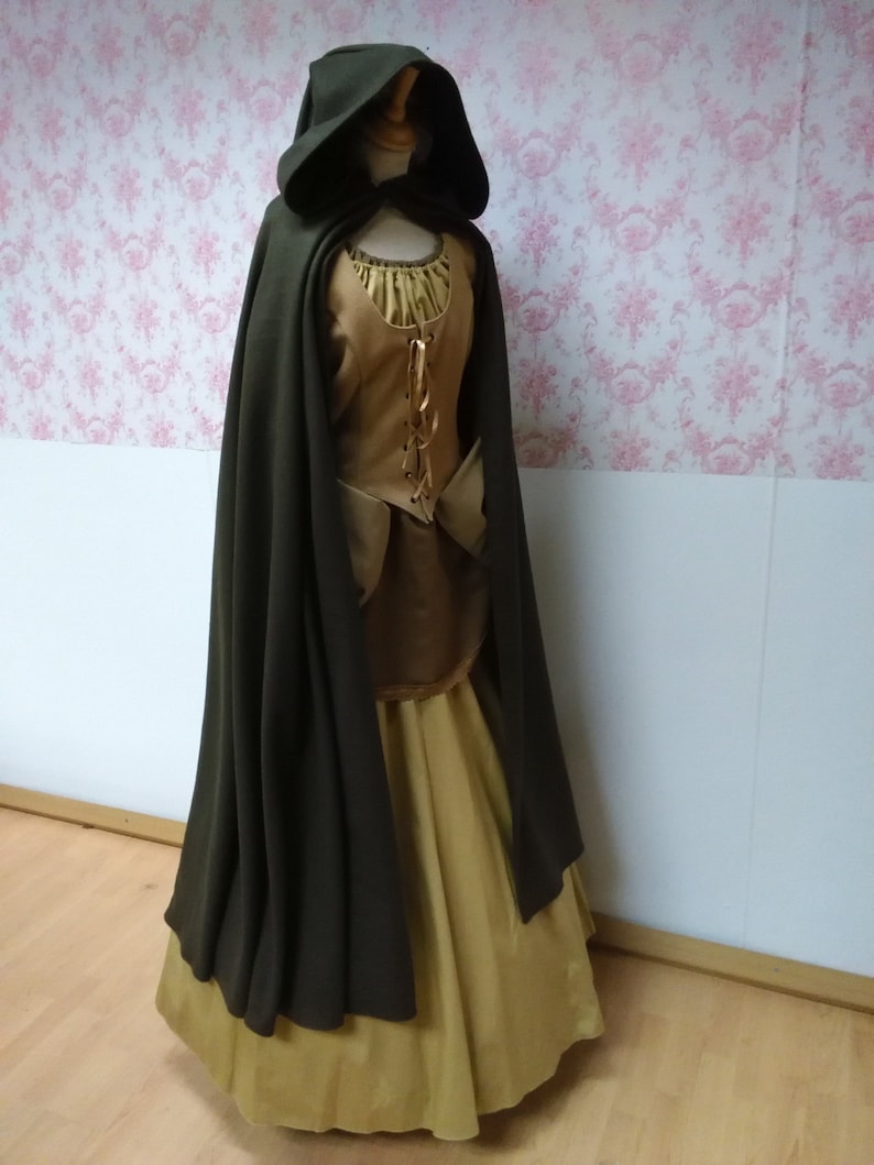 brown hooded cape wool / hooded cloak woolen / outlander vikings / fantasy cape / woolen medieval cape / victorian cape / larp cape mantel image 3