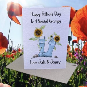 Carte de fête des pères personnalisée, cadeau de carte de graine plantable, carte personnalisée pour Grampy, carte pour Bampy, carte personnalisée pour Bampi