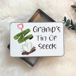 Lattina per la conservazione delle sementi, Scatola di stoccaggio per giardinieri personalizzata, Latta per semi di Grampy, Latta per semi di Nanna, Lattina per la conservazione delle sementi personalizzata, Contenitore per semi