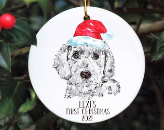 Dog First Christmas Bauble, Santa Paws Christmas Tree Decoration, Pet Christmas Bauble, Personalised Dog Ornament, Cockapoo Bauble