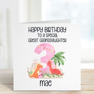 Carte d'anniversaire personnalisée grande petite-fille, carte d'anniversaire thème Dino, n'importe quel âge, 1er, 2e, 3e, 4e, 5e, 6e carte d'anniversaire