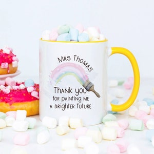 Teacher Mug, Teacher Thank You Mug Set, Teacher Appreciation Gift, Thank You For Painting Me A Brighter Future, Rainbow Teacher Gift