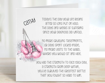 Cancer Survivor Card, Beaten Cancer Card, Survivor Card,  Card For Her, Card For Him, Pink Boxing Cancer Survivor Card