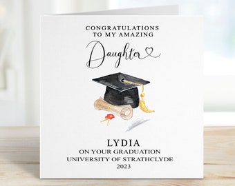 Daughter Graduation Card, Personalised Graduation Card For Daughter, Graduation Card For Amazing Daughter, Cap And Scroll Graduation Card