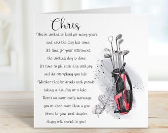 Retirement Card, Personalised Retirement Card For Him, Personalised Retirement Card For Her, Male Retirement Card, Female Retirement Card