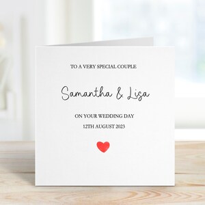 Cartão de casamento lésbico, cartão de dia de casamento para um casal especial, cartão de casamento para noiva e noiva, cartão de dia de casamento personalizado