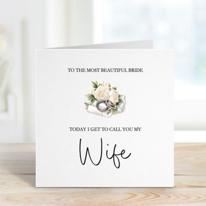 Femme à être carte de jour de mariage, carte de jour de mariage pour WifeTo Be, carte de jour de mariage pour la mariée, pour ma mariée le jour de notre mariage