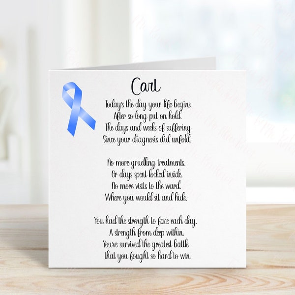 Prostate Cancer Survivor Card, Beaten Cancer Card, Personalised Cancer Survivor Card, Light Blue Ribbon Prostate Cancer Survivor Card