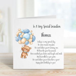 GRANDSON 1st Brthday Card Personalsed Grandson Frst Brthday Card - View #14