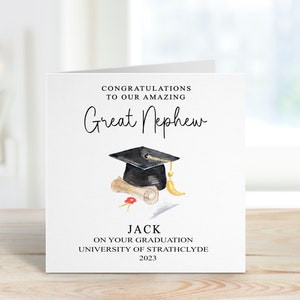 Carte de remise des diplômes de l'arrière-neveu, carte de remise des diplômes personnalisée pour l'arrière-neveu, carte de remise des diplômes pour l'incroyable arrière-neveu, casquette et parchemin
