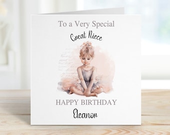 Personalised Great Niece Birthday Card, Card For Her, Any Age, 1st, 2nd, 3rd, 4th, Great Niece Birthday Card