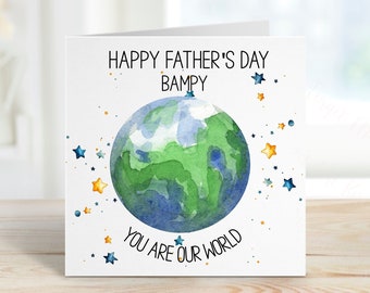Bampy Father's Day Card, Personalised Father's Day Card, Daddy You Are Our World, Fathers Day Card For Daddy, Father's Day Card For Dad