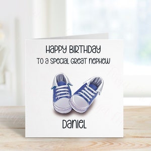 Aniversário personalizado do sobrinho-neto, cartão de aniversário com design de treinador, qualquer idade, 1º, 2º, 3º, 4º, 5º, 6º cartão de aniversário do sobrinho-neto