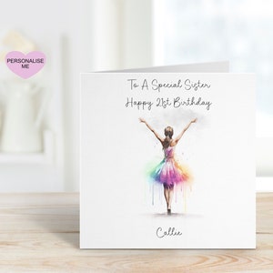 Carte d'anniversaire de danseuse, carte d'anniversaire de 21e soeur, carte d'anniversaire personnalisée, tout âge, 1er, 2e, 3e, 4e anniversaire