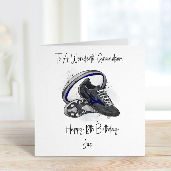 Carte d'anniversaire rugby petit-fils, carte d'anniversaire rugby personnalisée pour petit-fils, carte d'anniversaire de tout âge pour petit-fils, 1,2,3,4,5,6,7,8,9,10