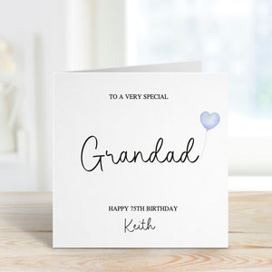 Grand-père 75e anniversaire carte personnalisée, 75e anniversaire carte, carte d'anniversaire pour grand-père, n'importe quel âge carte d'anniversaire, 18e, 21e, 40e, 60e, 70e