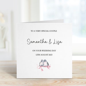 Cartão de casamento lésbico, cartão de dia de casamento para um casal especial, cartão de casamento para noiva e noiva, cartão de dia de casamento personalizado
