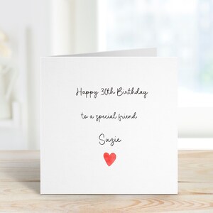 Carte d'anniversaire personnalisée spéciale ami, carte d'anniversaire d'ami, cartes d'anniversaire pour elle, carte d'anniversaire de n'importe quel âge, 30e anniversaire pour un ami