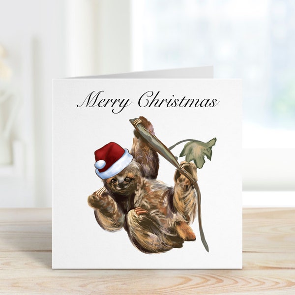 Sloth Christmas Card, Personalised Christmas Card, Card For Friend, Sloth Xmas Card