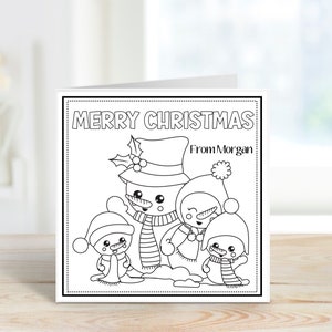 Colorea tus propias tarjetas navideñas, tarjetas navideñas para niños, paquete de actividades con tarjetas para niños
