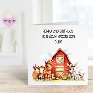 Carte d’anniversaire de 2e fils, carte d’anniversaire pour fils, carte de tout âge, 1er, 2e, 3e, 4e, 5e, 6e, carte d’anniversaire personnalisée de ferme