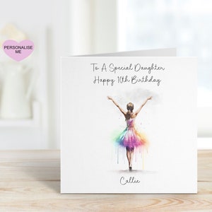 Biglietto di compleanno ballerino, Biglietto per il 10° compleanno della figlia, Biglietto di compleanno personalizzato per la figlia, Qualsiasi età, 1°, 2°, 3°, 4° compleanno