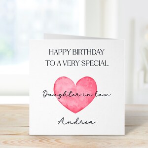 Carte d'anniversaire personnalisée pour belle-fille, carte d'anniversaire personnalisée pour elle, carte d'anniversaire pour belle-fille